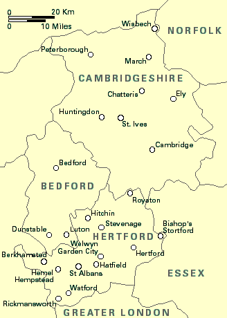 England: Bedfordshire, Cambridgeshire, Hertfordshire