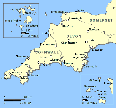 England: Channel Islands, Cornwall, Devon, Scilly Isles